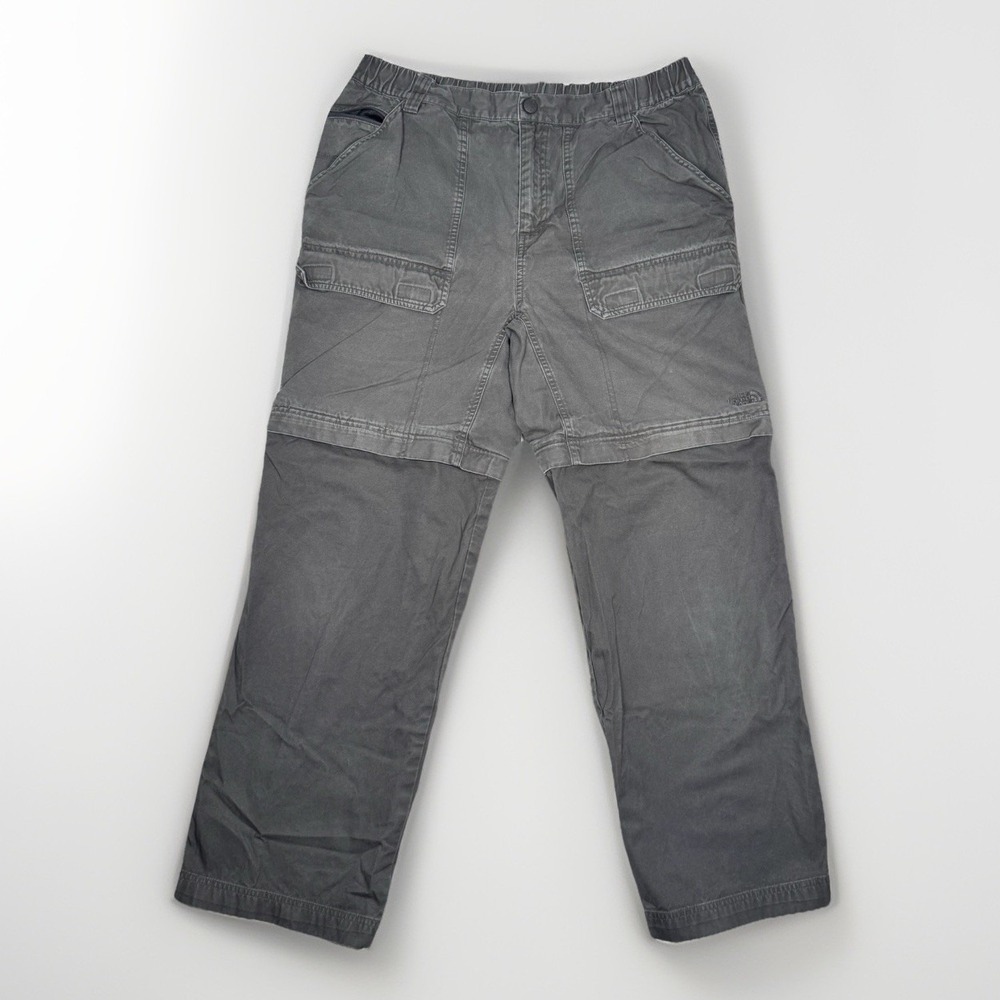 The North Face Convertible Cargo Pants Men's Large Gray Hiking Zip-Off Outdoor